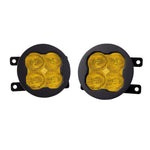 Diode Dynamics SS3 Pro 3-inch yellow LED fog lights with Type A round mounting brackets and amber backlight
