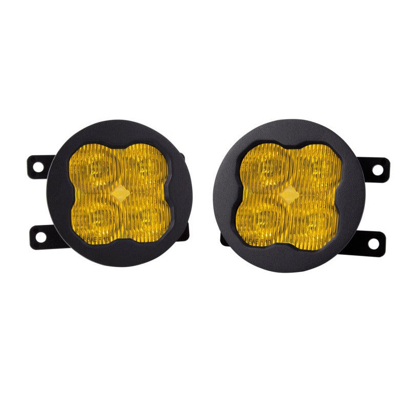 Diode Dynamics SS3 Sport 3-inch yellow LED fog light pod with Type A mounting bracket and amber backlight.