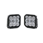 Pair of Diode Dynamics SS5 Pro 5-inch LED pods with white combo optics and black powdercoated aluminum housings.