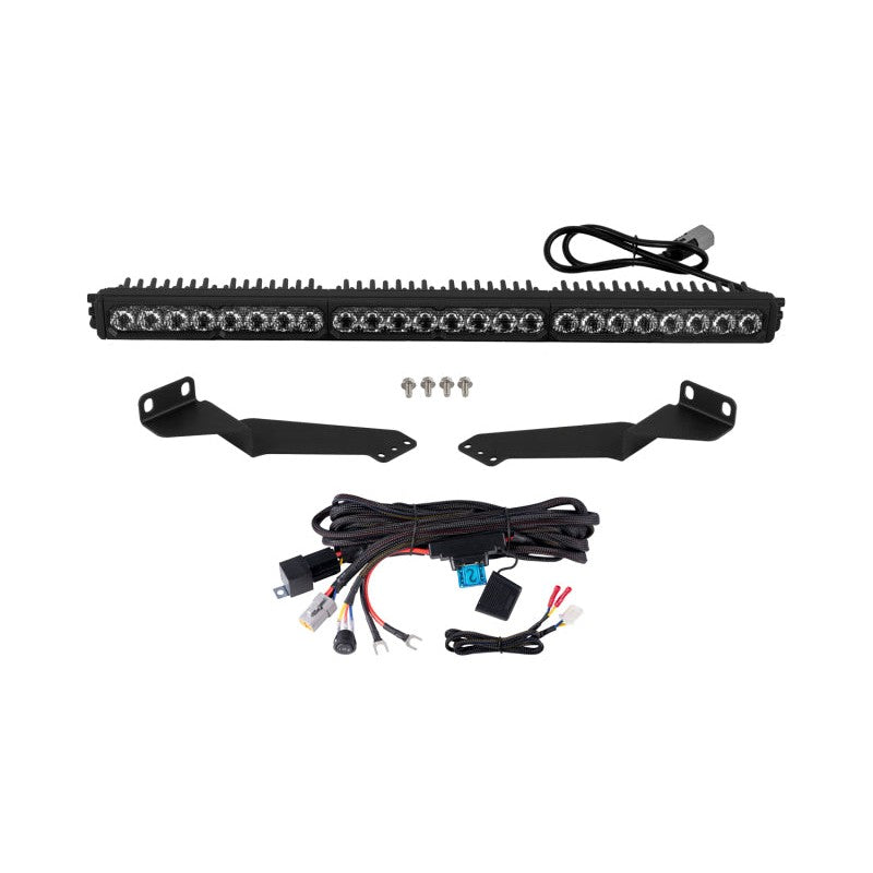 Diode Dynamics Stealth SS30 Sport 30-inch white LED light bar mounted behind the grille of a 2016-2023 Toyota Tacoma.