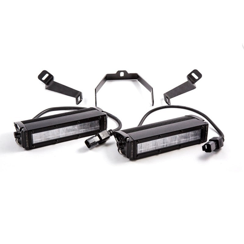 Diode Dynamics SS6 white driving LED light bars with Subaru WRX/STI grille mounting brackets and wiring harness.