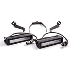Diode Dynamics SS6 white driving LED light bars with Subaru WRX/STI grille mounting brackets and wiring harness.