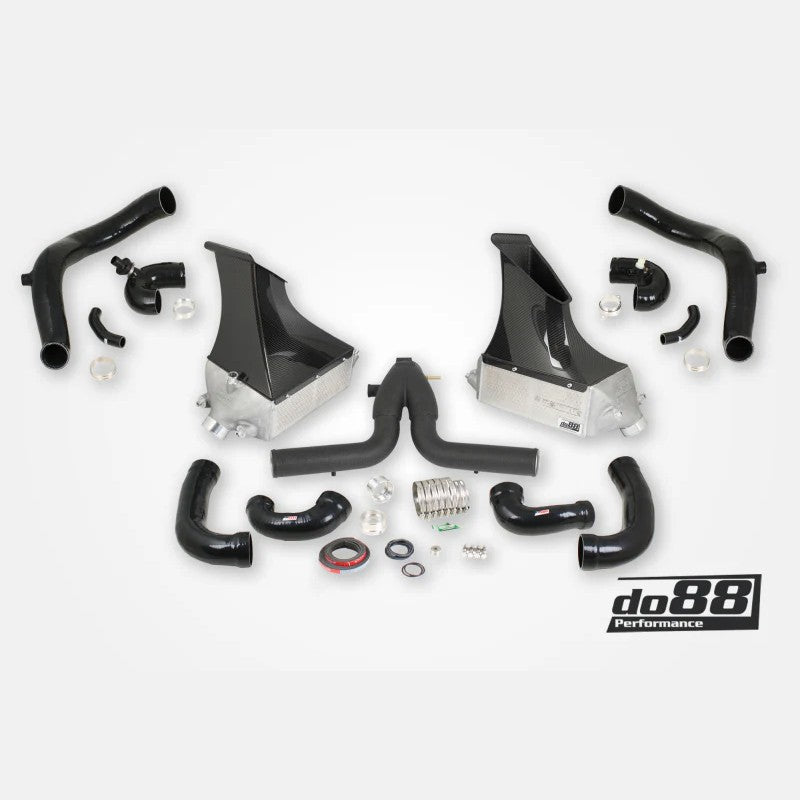 do88 BigPack intercooler kit with silver cores and black silicone inlets for Porsche 991.1 Turbo