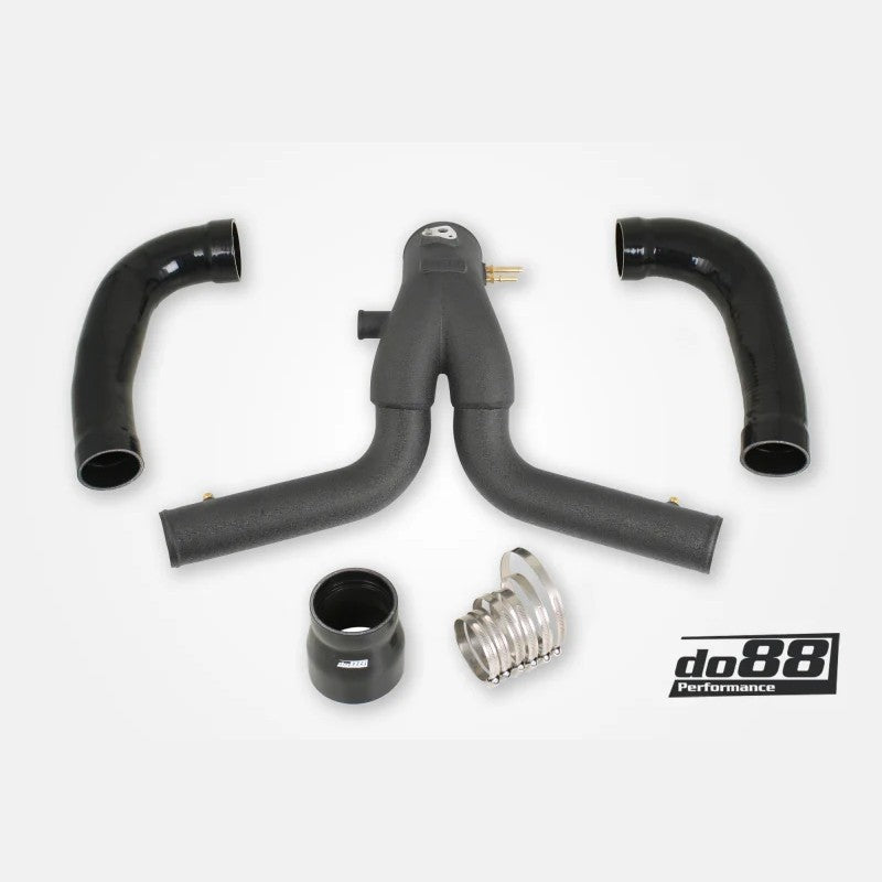 do88 black high-flow aluminum Y-pipe for Porsche 911 Turbo 991.1 models with do88 intercoolers