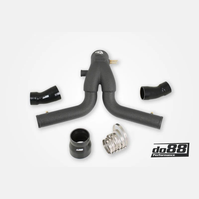 do88 black performance Y-pipe for 2013-2015 Porsche 911 Turbo (991.1) with OEM intercooler compatibility.