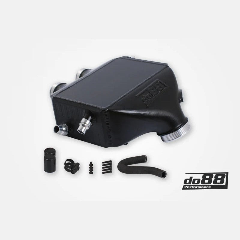 do88 silver aluminum top-mount performance intercooler for BMW F8X M2 Competition, M3, and M4
