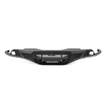 DV8 Offroad Spec Series front bumper in micro-texture black with winch mount and skid plate for 2019-2021 GMC Sierra 1500.