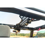 DV8 micro-texture black powder coated steel overhead molle storage panel with grab handle for 2021-2025 Ford Bronco 2-Door.