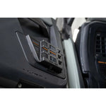 DV8 micro-texture black steel rear door Molle panels installed on a Ford Bronco 4-door model.