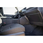 Black micro-texture powder coated steel molle panels installed on a 2024 Toyota Land Cruiser center console.
