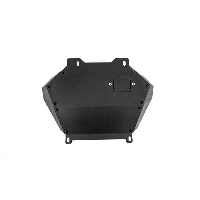 DV8 Off-Road micro-texture black powder coated 3.5mm steel rear belly skid plate for 2024-2026 Tacoma and Land Cruiser