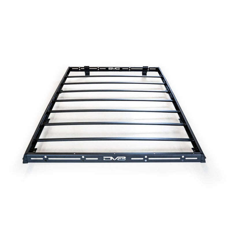 DV8 Offroad full-length steel roof rack with micro-texture black powder coat for 2007-2018 Jeep Wrangler JK