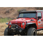DV8 Offroad stamped steel heat dispersion hood with vents in a primer black finish for 2007-2018 Jeep Wrangler JK