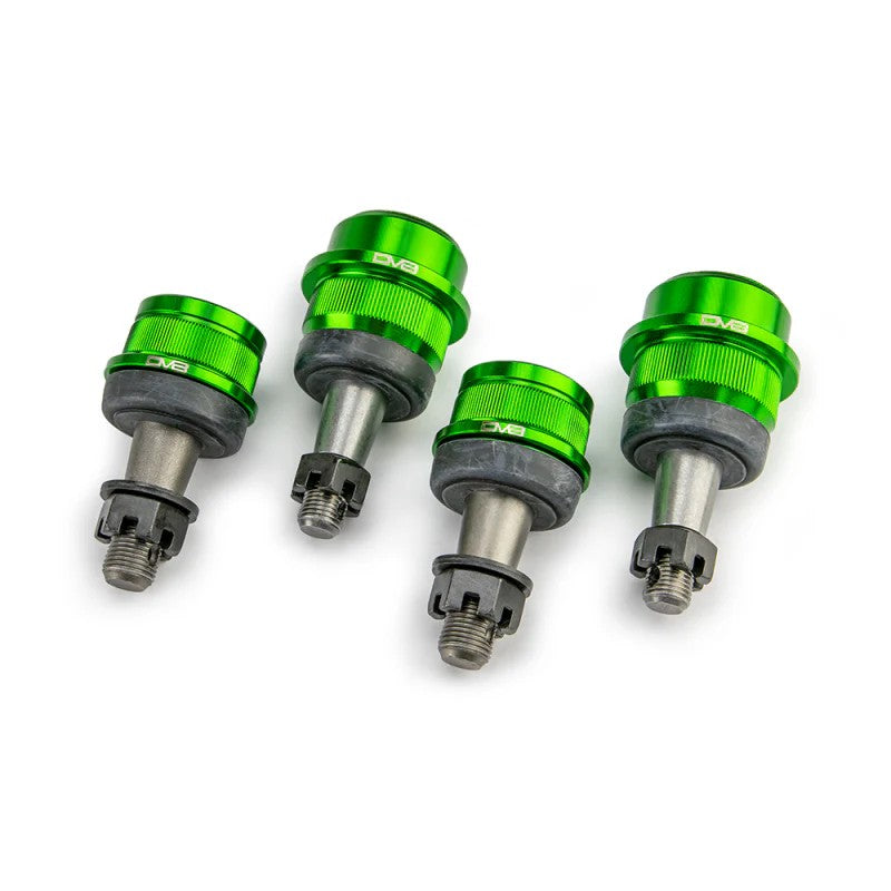 DV8 Offroad heavy-duty greaseable ball joints with steel housings and chromoly studs for Jeep Wrangler JK Dana 30/44 axles.
