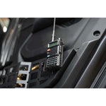 DV8 Offroad micro-texture black steel rear door pocket Molle panels installed on a Jeep door panel.