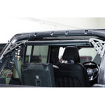 DV8 Offroad SBJL-01 black steel 2-inch diameter rear speaker and 20-inch light bar mount for Jeep Wrangler JL 4-Door.