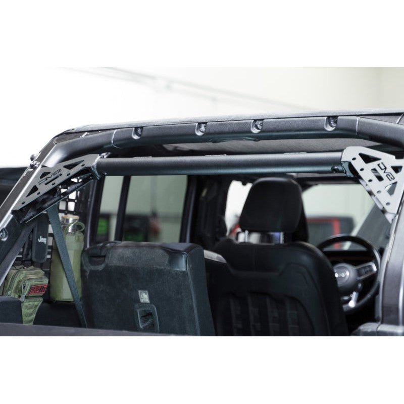 DV8 Offroad SBJL-01 black steel 2-inch diameter rear speaker and 20-inch light bar mount for Jeep Wrangler JL 4-Door.