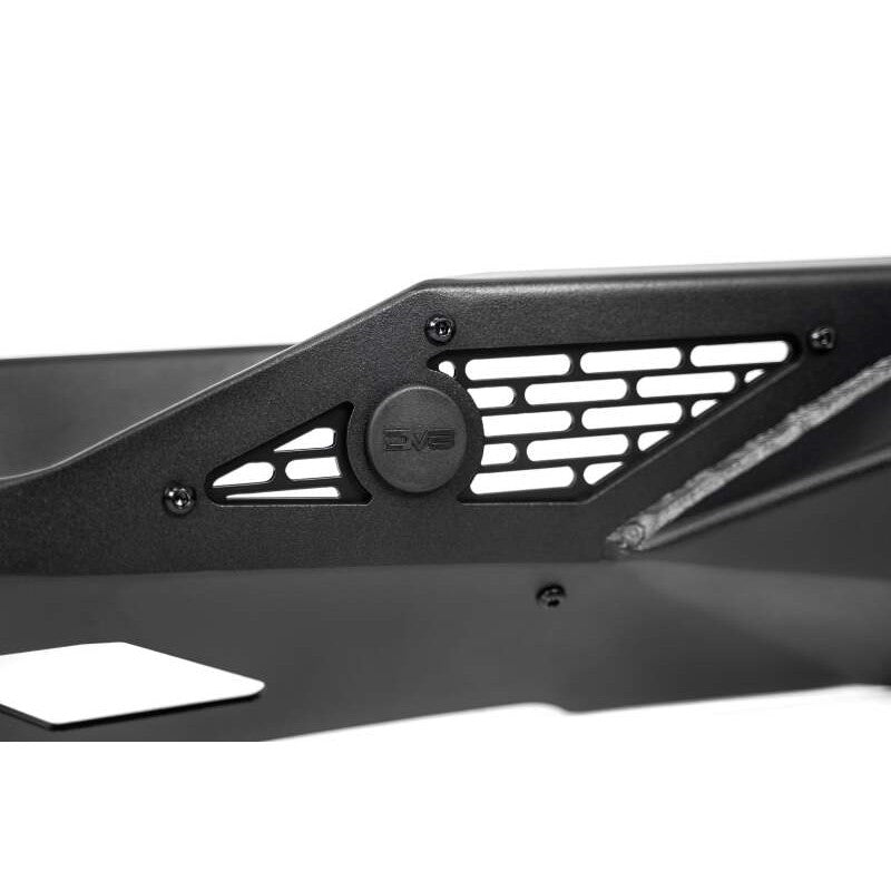 DV8 Offroad Spec Series high clearance rear bumper in micro-texture black powder coat for 2018-2025 Jeep Wrangler JL.