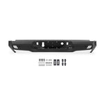 DV8 Offroad Spec Series rear bumper for 2020-2023 Silverado and Sierra HD in micro-texture black powder coat.