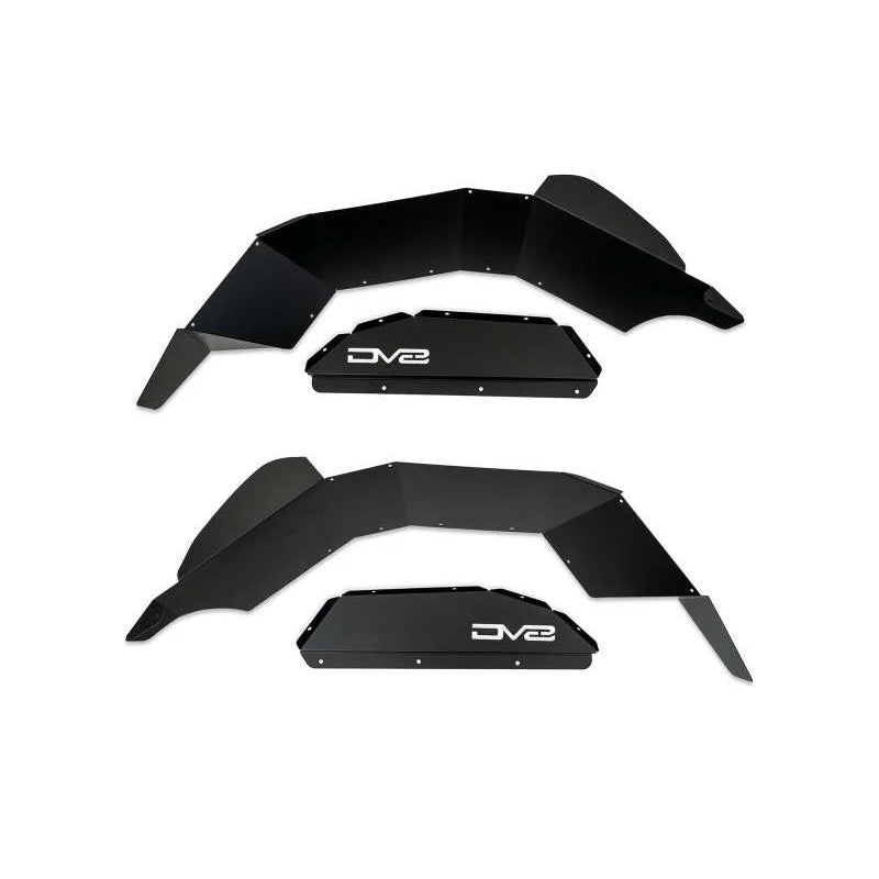 DV8 Offroad satin black 1.5mm aluminum rear inner fender liners for 2020-2024 Jeep Gladiator JT.