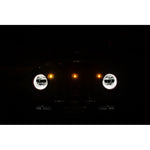 Three amber LED grille marker lights with black mounting bracket for 2018-2025 Jeep Wrangler and Gladiator