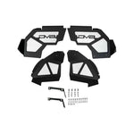 DV8 Offroad satin black front inner fenders with paintable aluminum mesh panels for 2018-2025 Jeep Wrangler JL