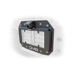 DV8 Offroad TSJL-02 spare tire delete plate with backup camera housing and license plate mount on a Jeep tailgate