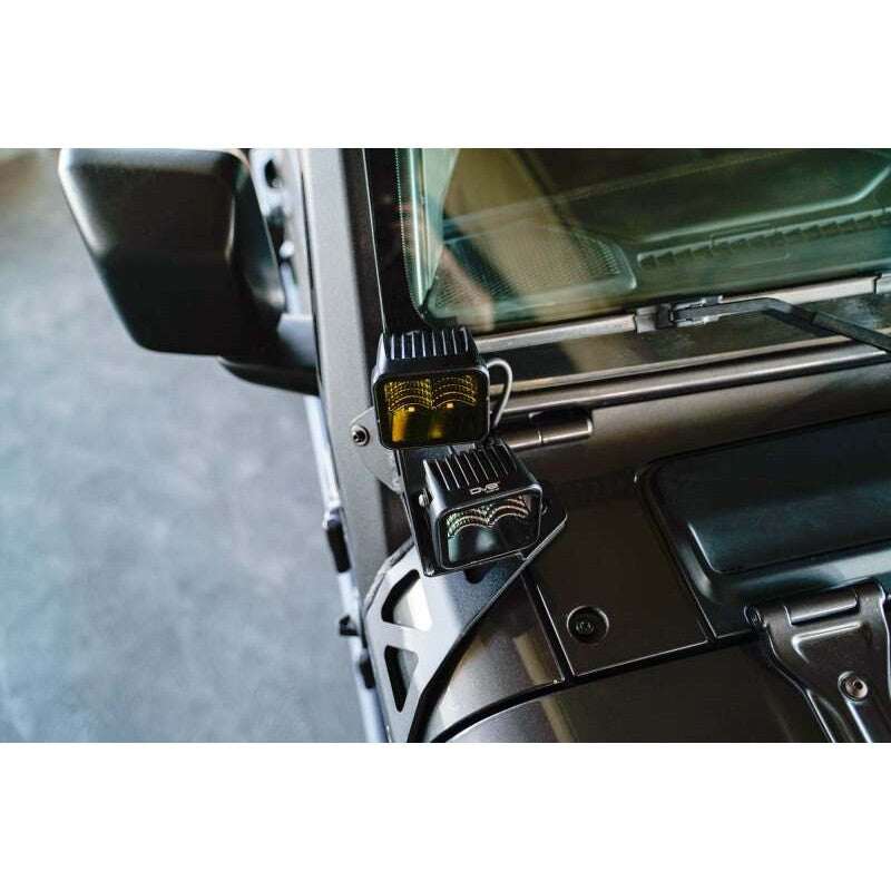 DV8 Offroad black micro-texture A-pillar dual light pod brackets for 3-inch LED pods