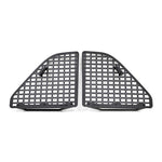 DV8 Offroad rear window molle storage panels in micro-texture black powder coat for 2018-2025 Jeep Wrangler JL