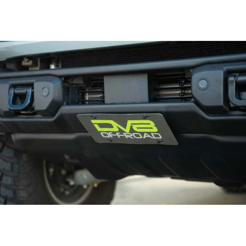 DV8 Offroad micro-texture black slanted front license plate mount for Ford Bronco OEM Capable Steel Bumper