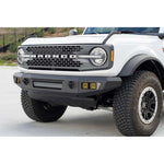 DV8 Offroad OE Plus Series V2 front bumper in micro-texture black for 2021-2026 Ford Bronco