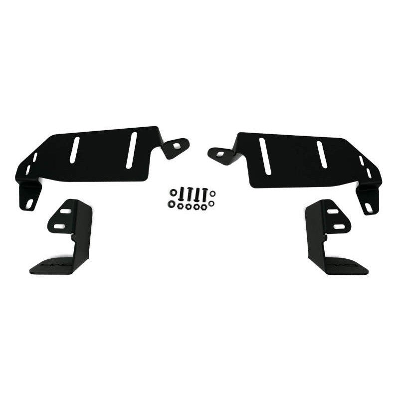DV8 Offroad micro-texture black powder coated light brackets for 2021-2026 Ford Bronco factory steel bumper pockets.