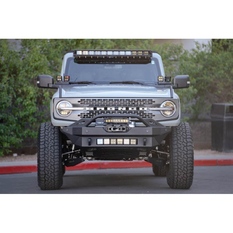 DV8 Offroad micro-texture black 3.5mm steel front lower control arm skid plates for 2021-2026 Ford Bronco