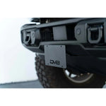 DV8 Offroad micro-texture black powder coated front license plate relocation bracket for Ford Bronco Capable Steel Bumper.