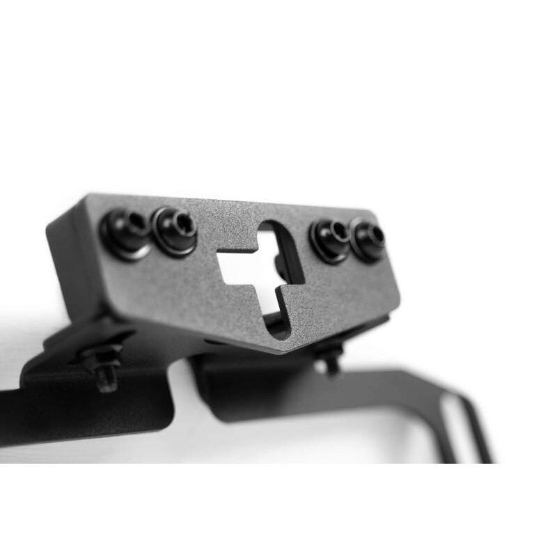 DV8 Offroad adjustable front camera relocation bracket with extended optical cable and spray hose for Ford Bronco.