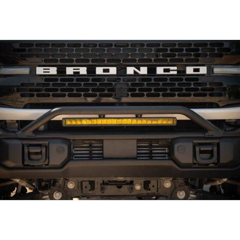 Micro-texture black steel DV8 Offroad Capable Bull Bar for 2021-2026 Ford Bronco OEM Capable Front Bumper