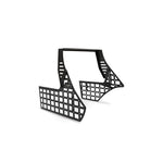 Black laser-cut steel center console molle panels and removable device bridge for 2022-2026 Toyota Tundra.