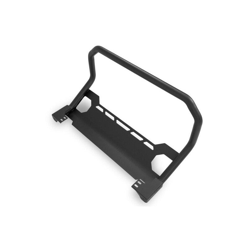 DV8 Offroad micro-texture black front brush guard installed on a 2024-2026 Toyota Land Cruiser bumper.