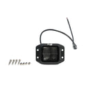 DV8 Offroad Elite Series 3-inch flush mount cube LED pod with bezel-less face and indirect spot beam reflector.