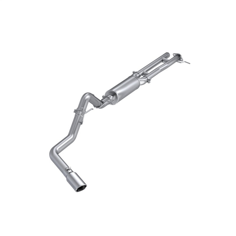 MBRP Armor Lite Series aluminized steel cat-back exhaust with 3-inch mandrel-bent tubing and polished tip.