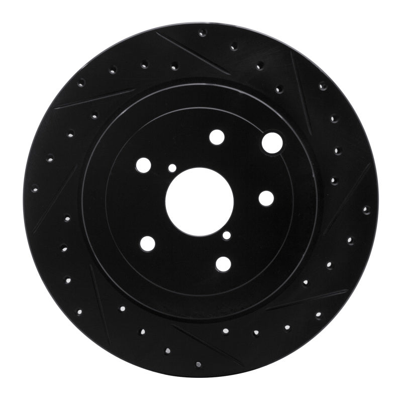 R1 Concepts 633-13022R Rear Right Drilled and Slotted Black Brake Rotor for 2008-2020 Subaru WRX STI