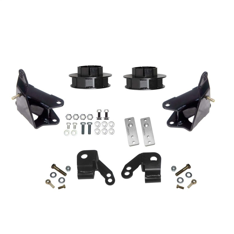 Skyjacker black powder-coated rear coil spring spacers, shock extensions, and hardware for 2024-2025 Toyota Tacoma.