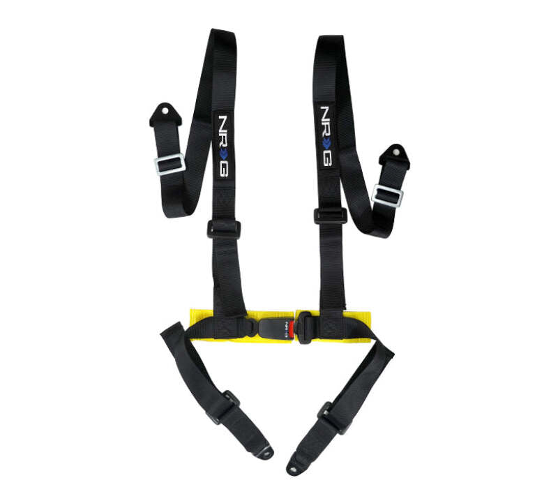 NRG Innovations 4-Point Seat Belt Harness with Buckle Lock - Black (SBH-4PC-SBK)