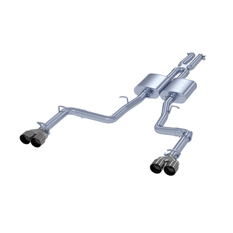 MBRP Armor Lite Series aluminized steel catback exhaust system with quad tips for 3.6L Dodge Challenger.