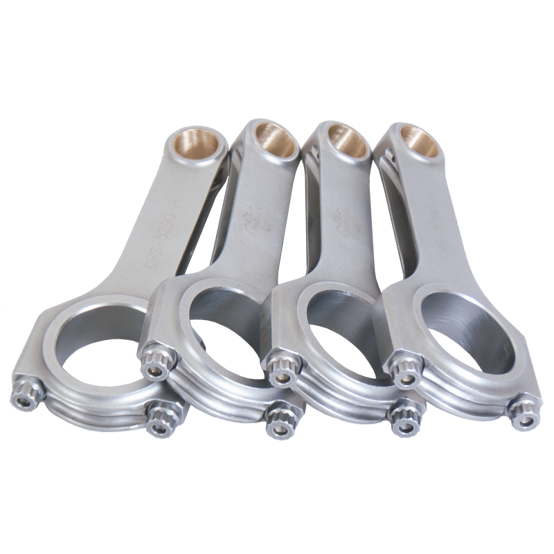 Set of four Eagle H-beam forged steel connecting rods for Honda B16 engines with ARP 2000 bolts.