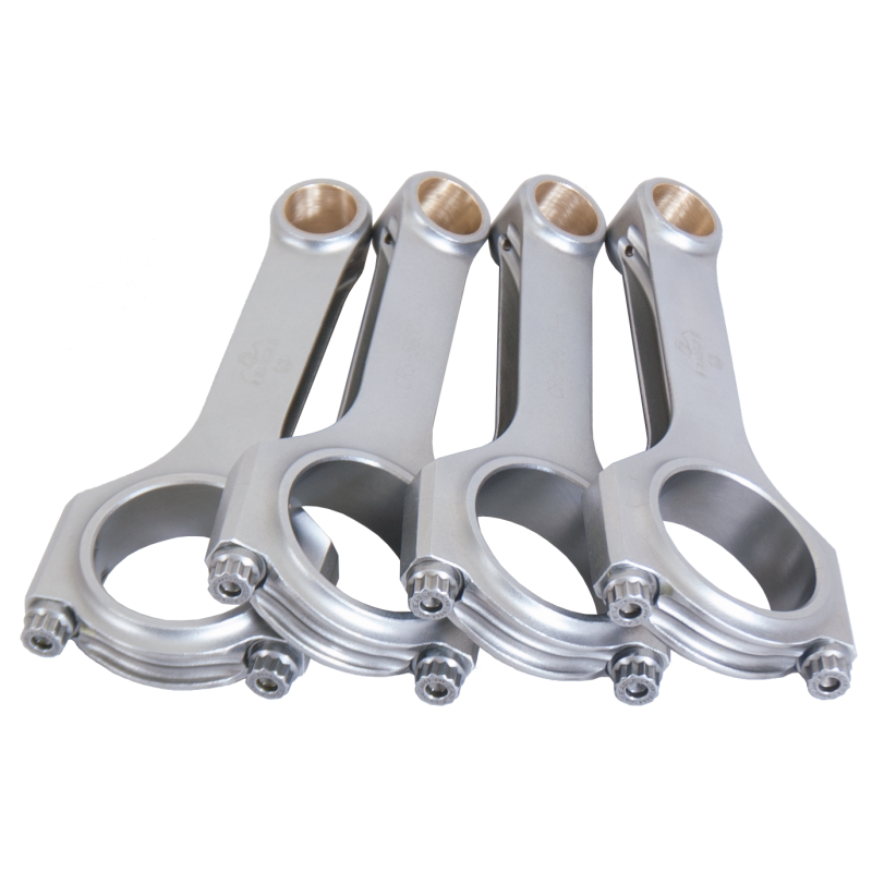 Set of four Eagle H-beam forged 4340 steel connecting rods with ARP 2000 bolts for Honda H22 engines.