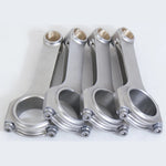 Set of four Eagle forged 4340 steel H-Beam connecting rods for Mitsubishi 4G63 7-bolt engines with ARP 2000 bolts.