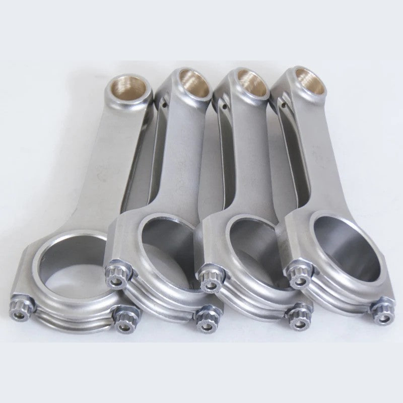 Set of four Eagle forged 4340 steel H-Beam connecting rods for Mitsubishi 4G63 7-bolt engines with ARP 2000 bolts.