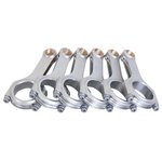 Set of six Eagle forged 4340 steel H-beam connecting rods with ARP 2000 bolts for Nissan RB26 engines.