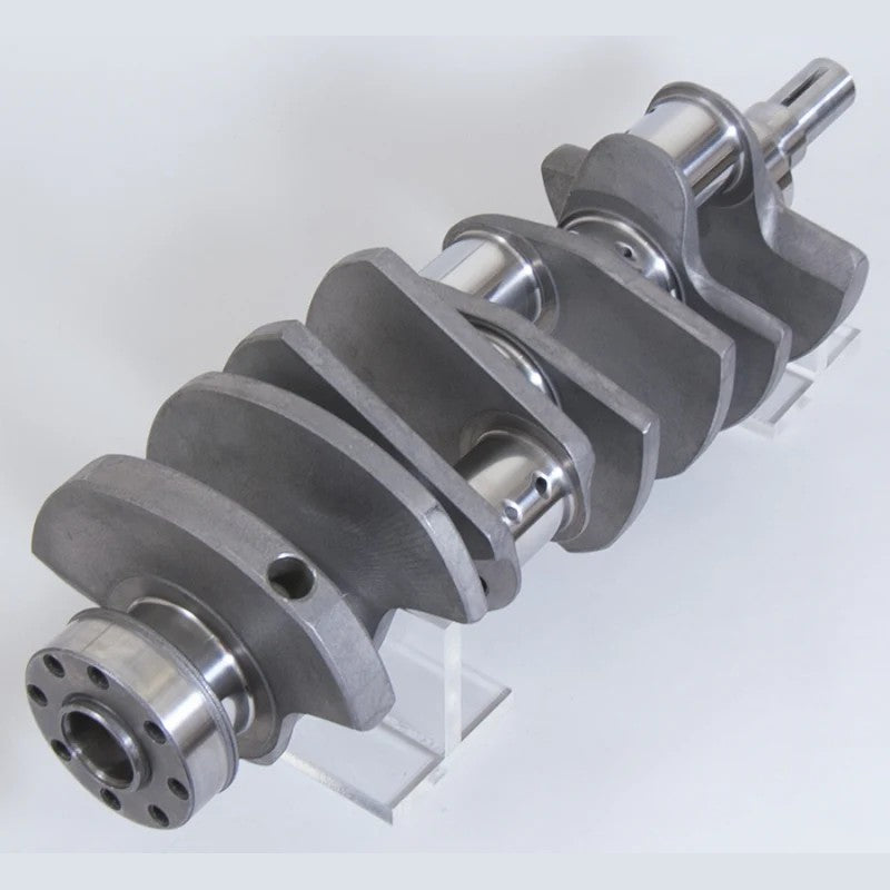 Eagle 4340 forged chromoly steel crankshaft featuring micropolished journals and nitrided surface finish.